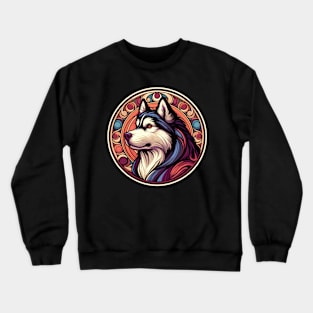 Siberian Husky - Art Nouveau - Husky Owners Gift Crewneck Sweatshirt